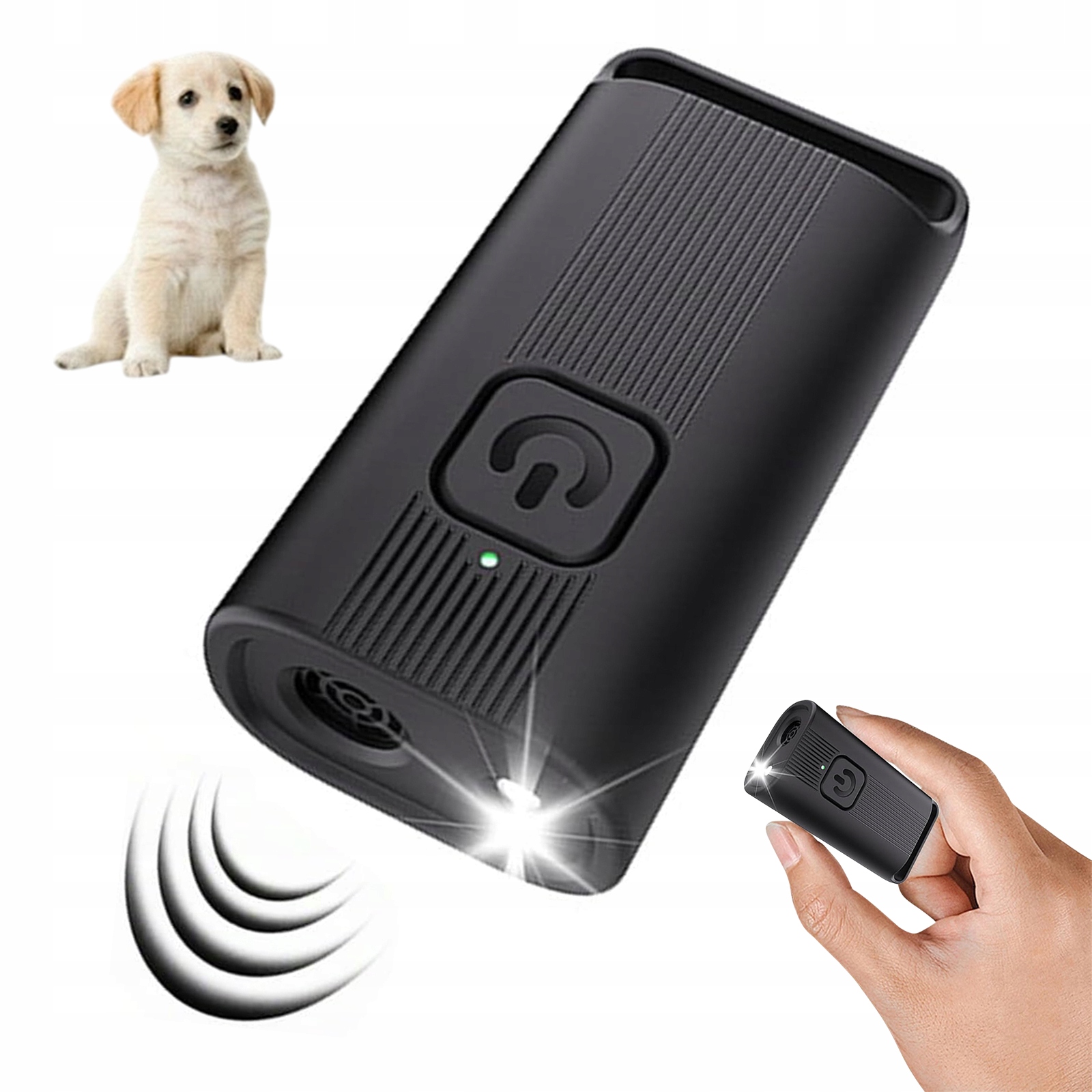 Levně Ultrazvukový Trenér Psů Led 3V1 Nabíjecí Zařízení Pro Výcvik Černé Barvy
