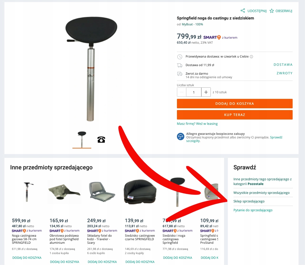 Fotel na łódź Springfield USA Granat Model Economy