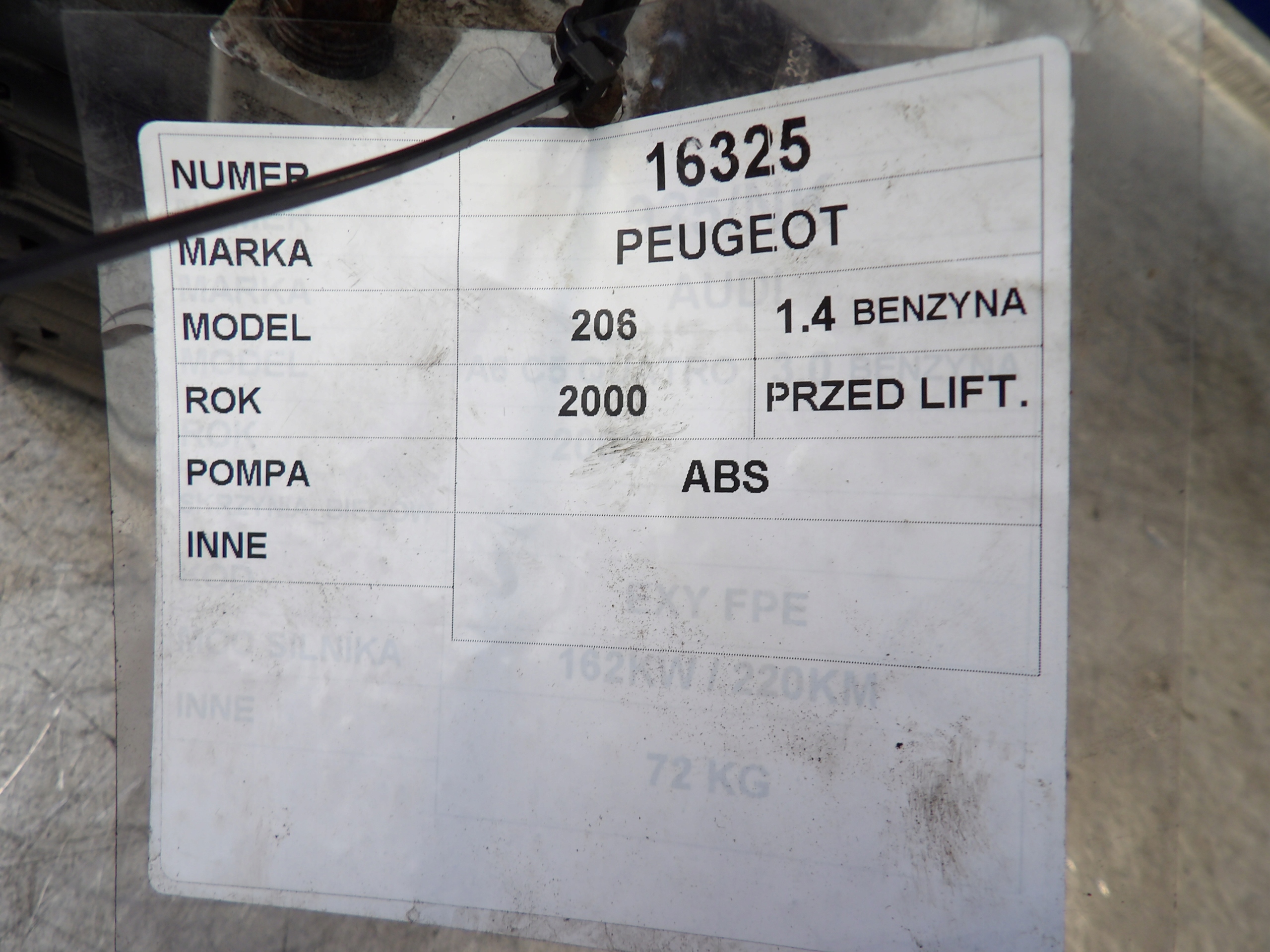 Peugeot 206 Pompa ABS 9632539480 10.0204-0194.4