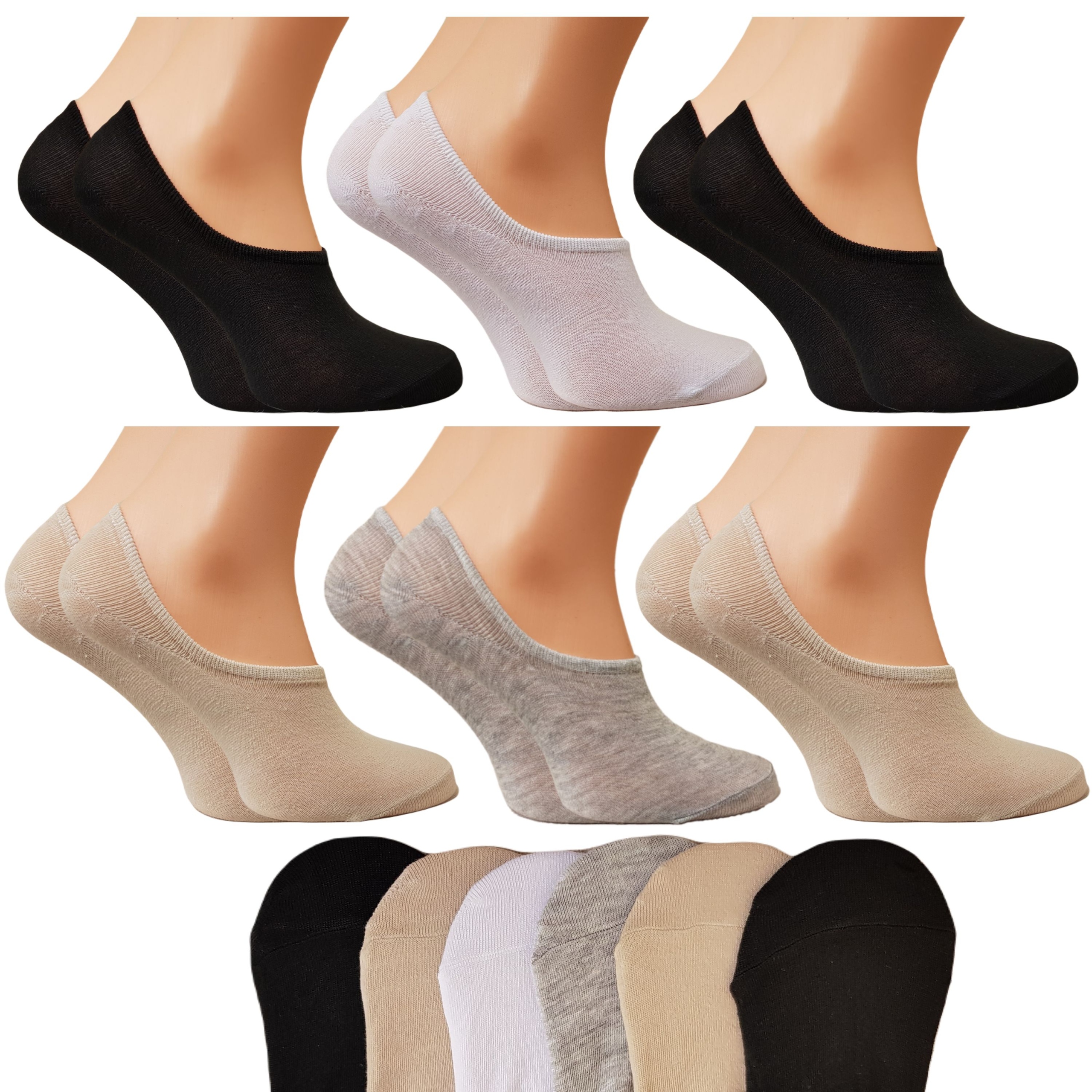 

6x Skarpety Stopki Damskie Bambusowe Krótkie Kolor