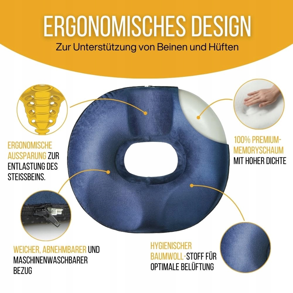 INPHYSIO Poduszka Ortopedyczna Donut Z Pianki Memory 45x40x7 cm — miniatura 2