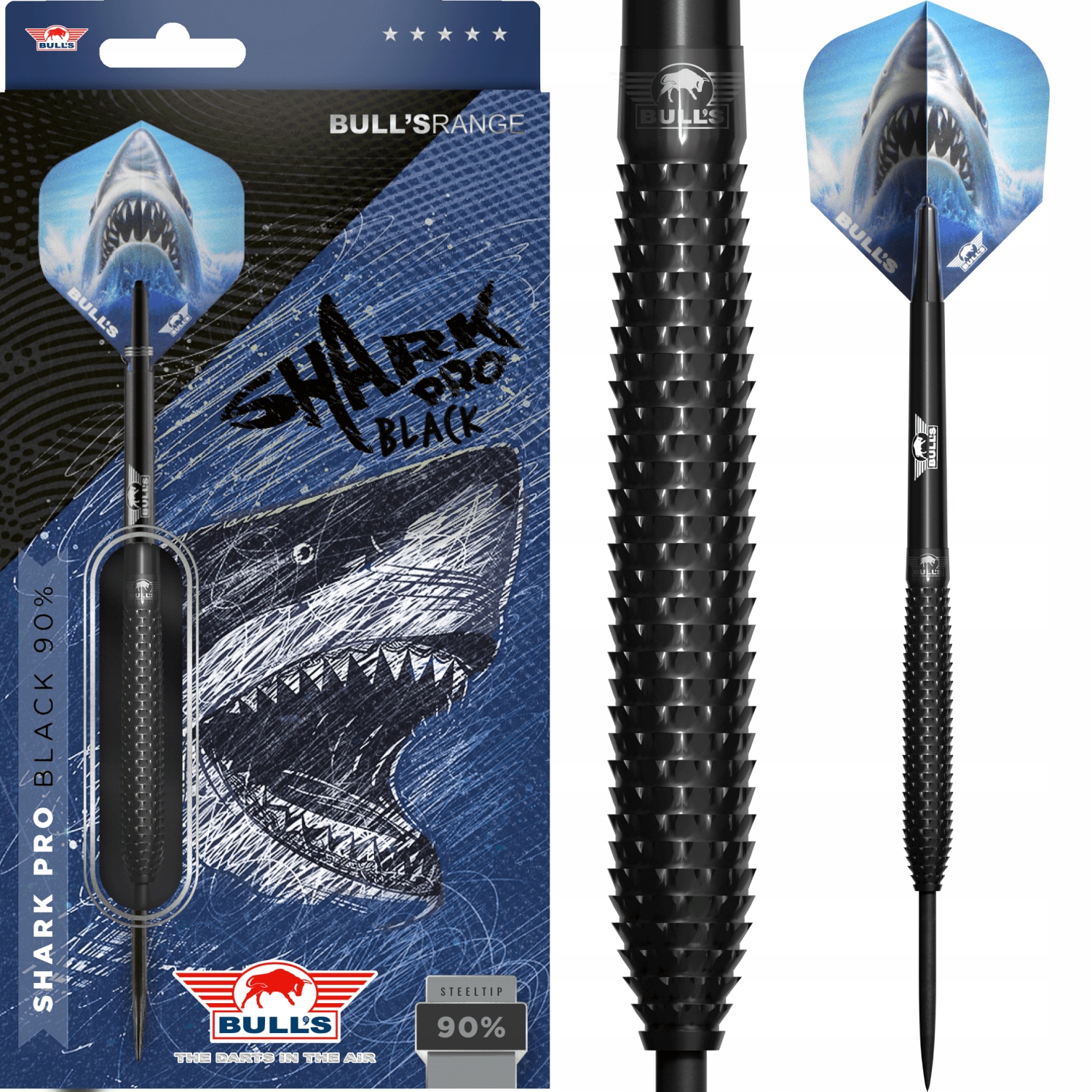 Lotki Rzutki do darta Bull's Shark Pro Black 90% Wolfram 24g
