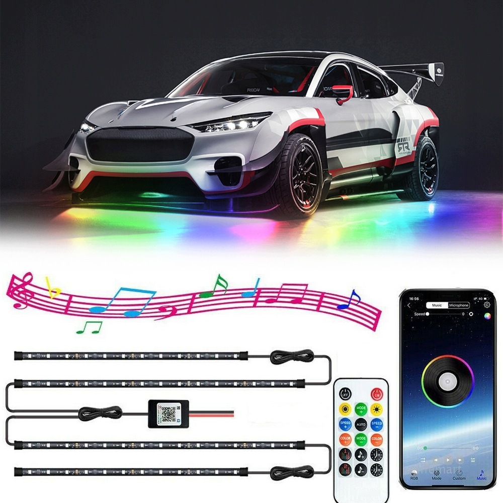 Led pásek Rgb neonové osvětlení interiéru vozu pod nohy