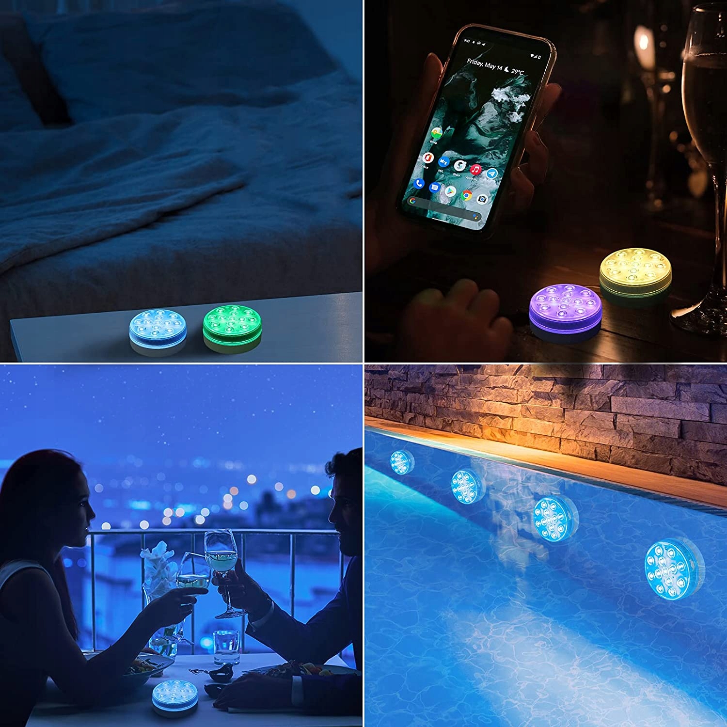 4 SZT PODWODNYCH ŚWIATEŁ BASENOWYCH Z 13 LED DO KĄPIELI SPA NA IMPREZĘ Marka inna