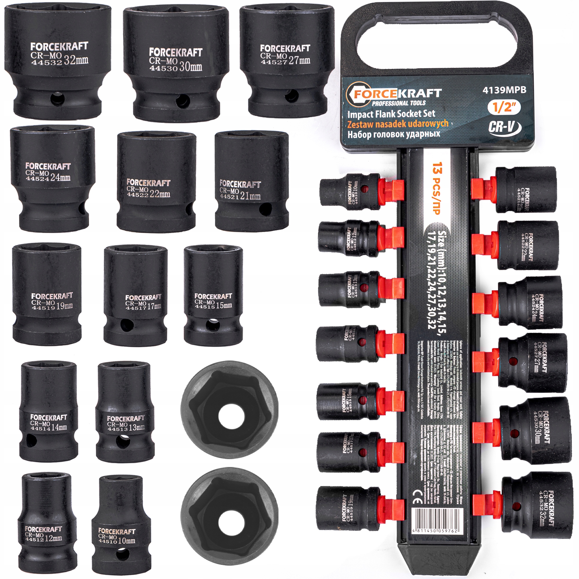 ZESTAW NASADEK UDAROWYCH 8-32 1/2" NASADKI UDAROWE 13 ELEMENTÓW UCHWYT