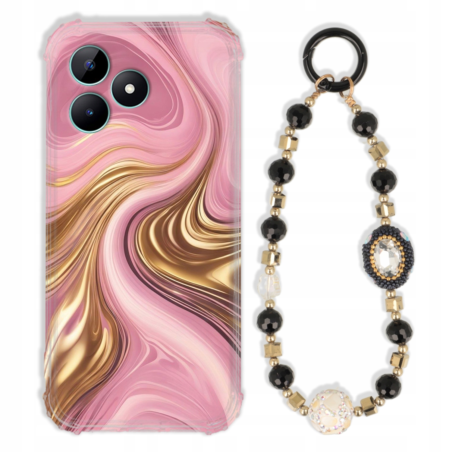 Puzdro Pre Realme C51 Case Antishock Zirkóny Čierno-zlaté |odolné|pevné