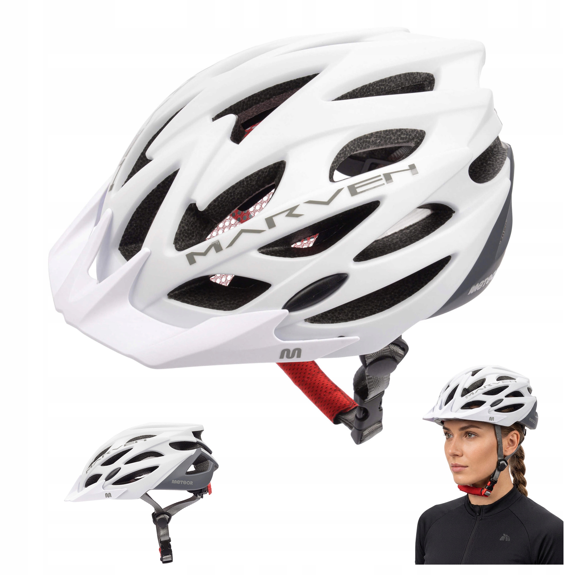 Lehká nastavitelná cyklistická přilba na kolo s kšiltem Meteor Marven S 52-56 cm