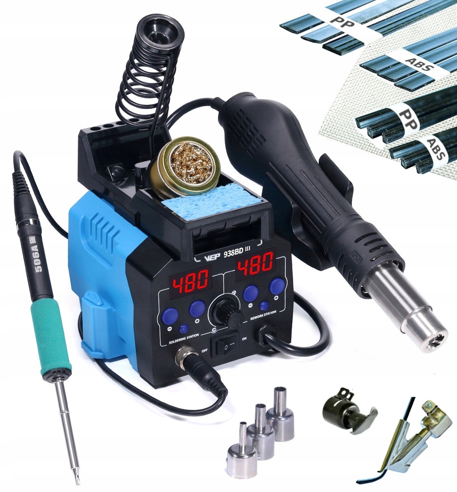 Spawarka do plastiku HOTAIR WEP 938BD-III 775W T12 +6xDYSZE +SPOIWA