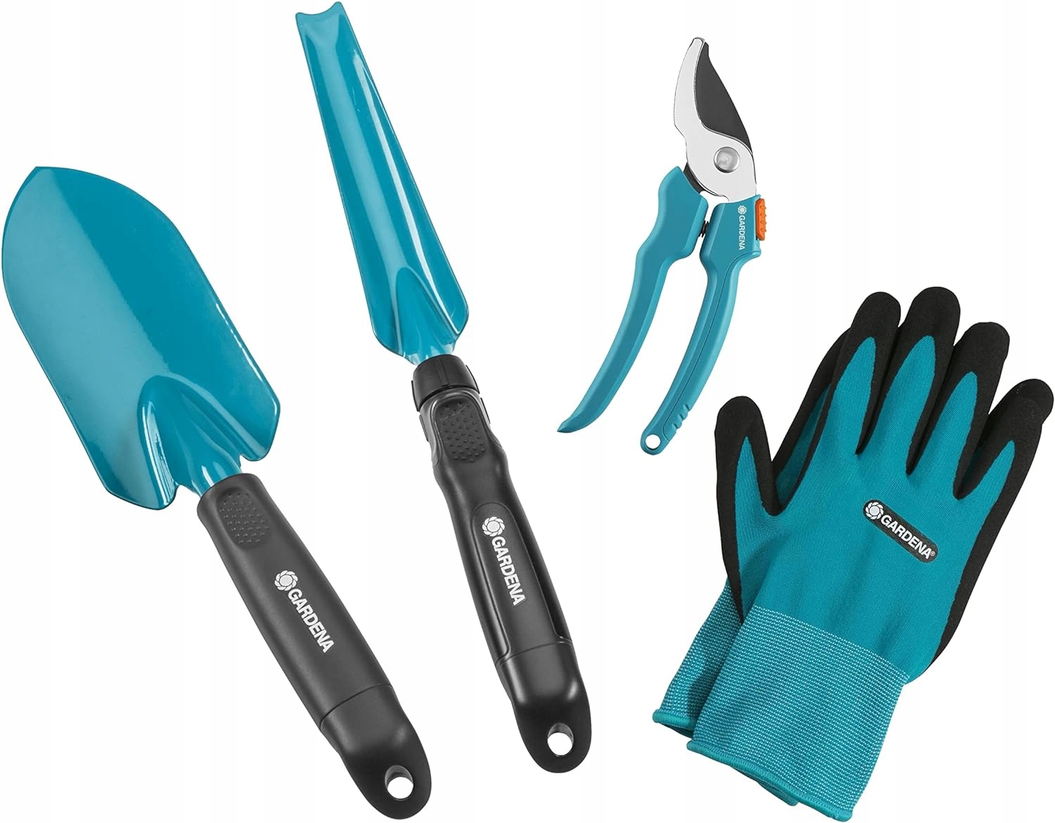 Sada zahradního nářadí Gardena 4v1 zahradní nůžky lopatka rukavice