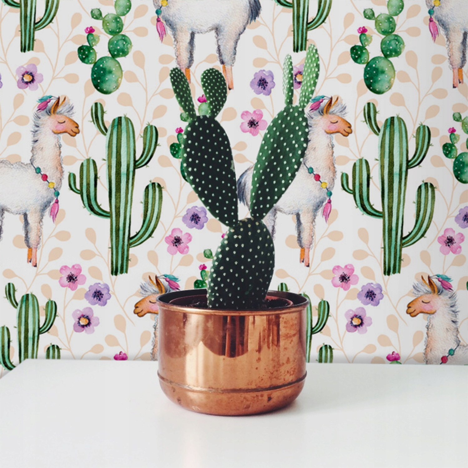 

Fototapeta do sypialni Lamy z kaktusami 104x70 cm