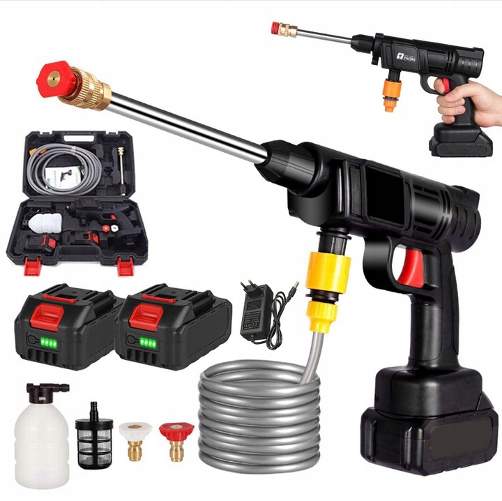 Mocna Myjka Ciśnieniowa Akumulatorowa 60BAR 1500W 88VF Zestaw 2xAKU
