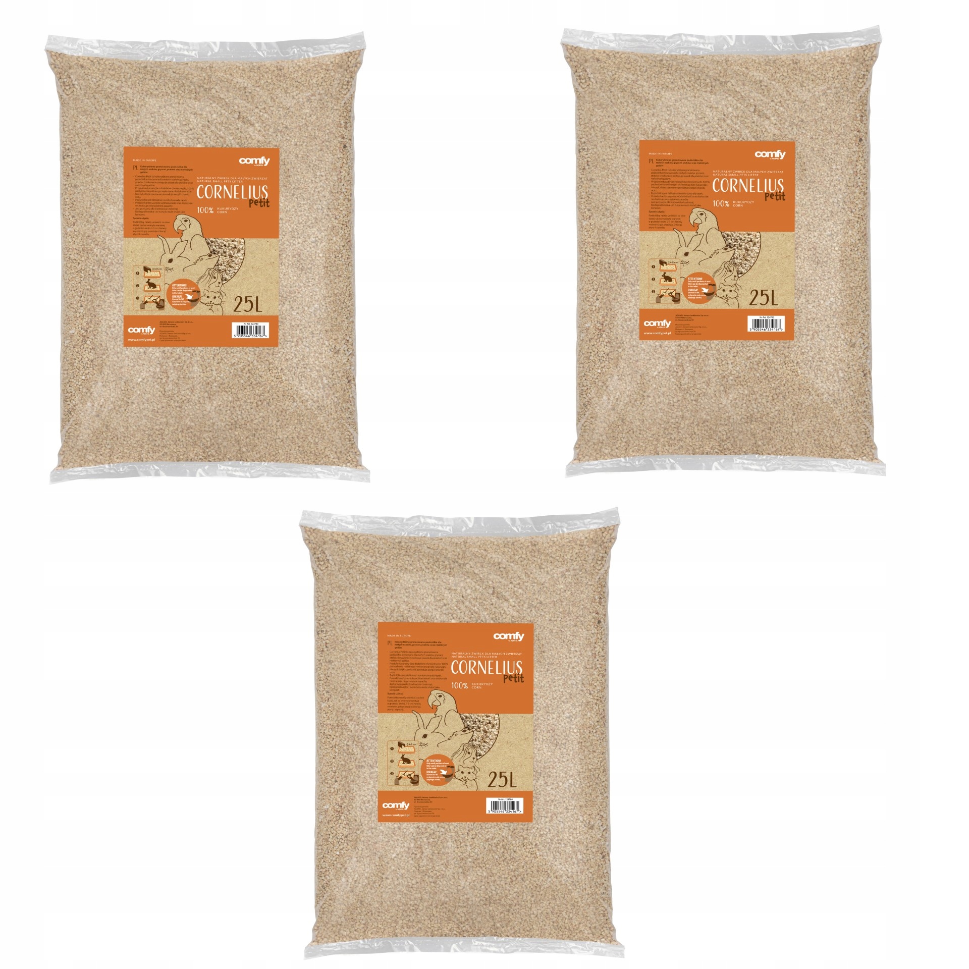 Levně Comfy Štěrk Stelivo 75L Hlodavci Ekologické 3 x 25L