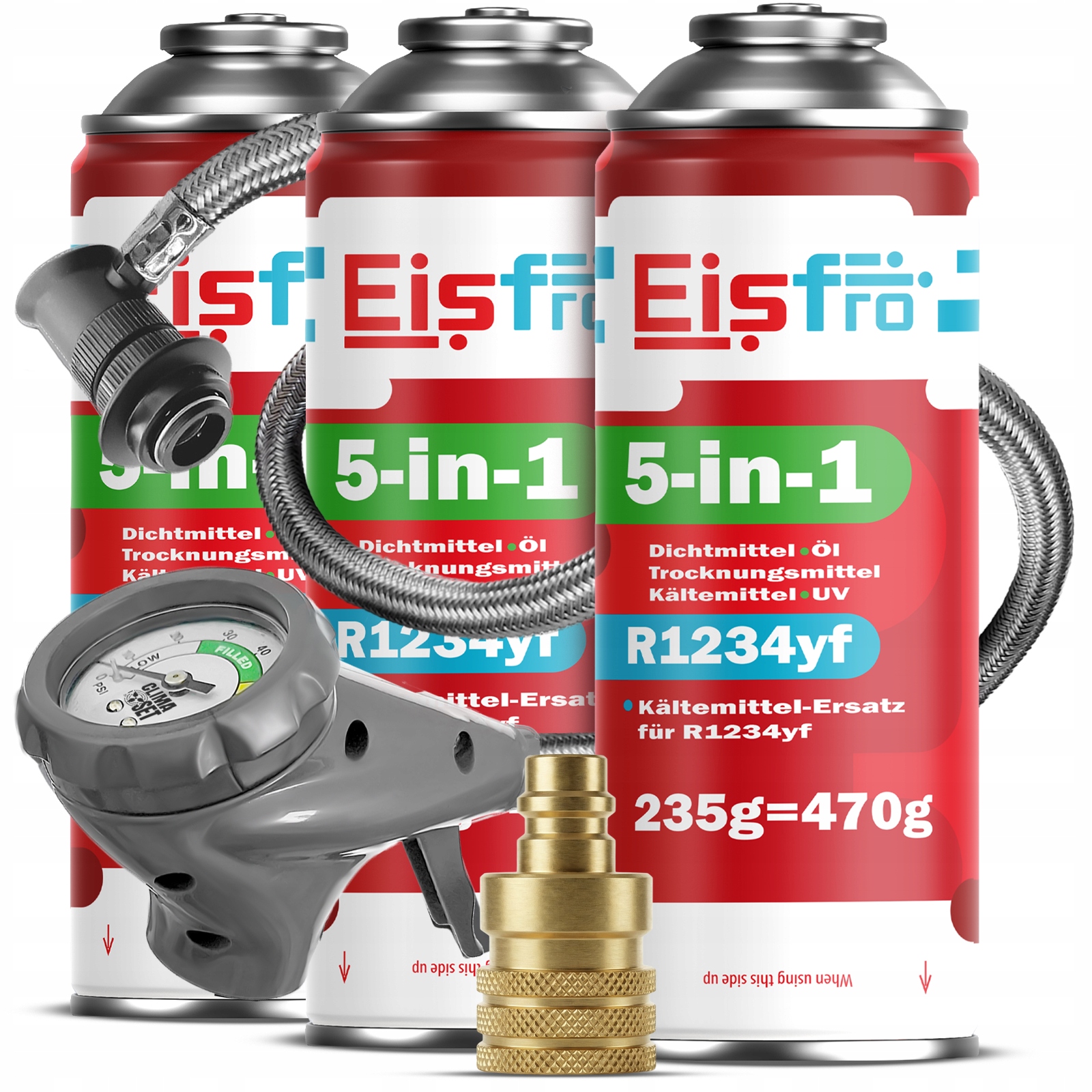 3x Gaz Klimatizace R1234yf chladivo 5v1 Vypouštěcí kabel Adaptér