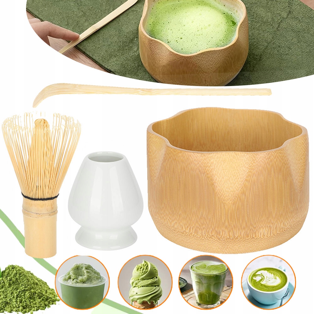 Dárková Sada Na Čaj Matcha Přírodní Keramický Bambus