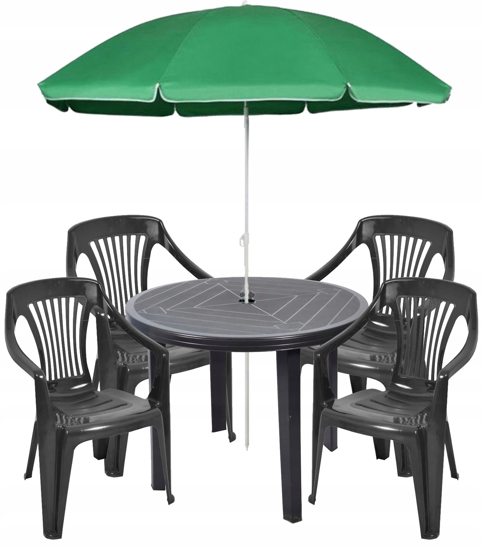 PIRYT ZESTAW PLASTIKOWY KRZESŁA STÓŁ PARASOL 4+1 Producent OŁER