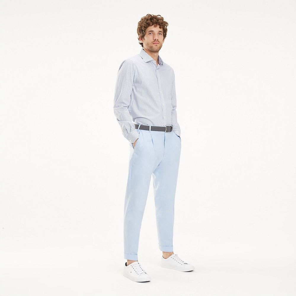 Tommy Hilfiger Bílá Košile S Proužky Slim Fit (38)