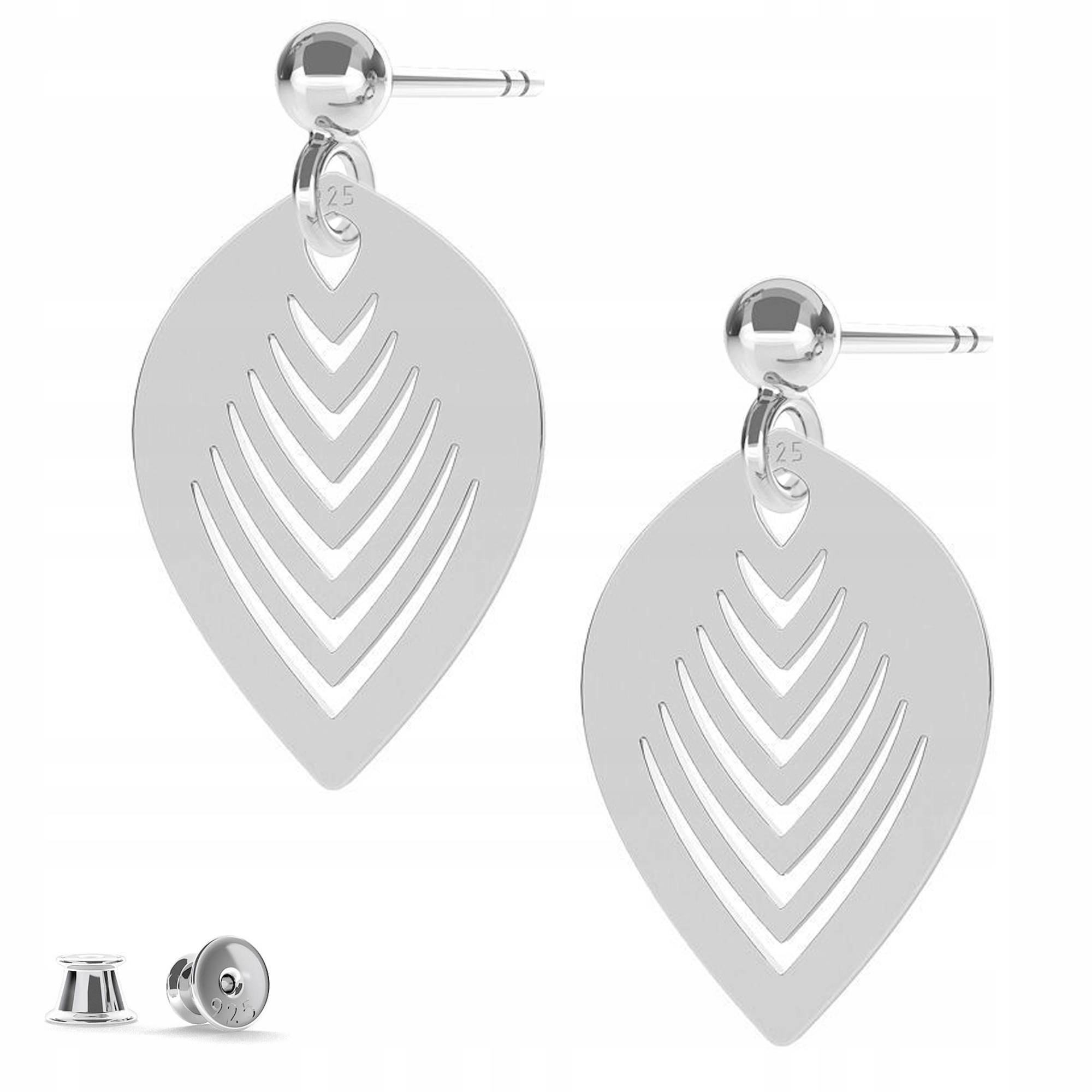 Stříbrné náušnice Lístek List 925