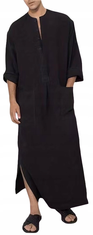 Dlouhá Pánská Noční Košile S Dlouhým Rukávem A Zapínáním Na Knoflíky Bavlna XL