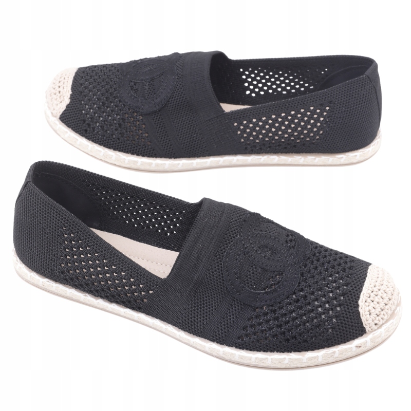 CZARNE ESPARDYLE DAMSKIE AŻUROWE WSUWANE PÓŁBUTY WKŁADKA EKOSKÓRA MIĘKKIE Stan opakowania oryginalne