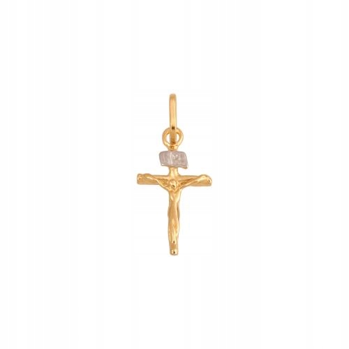 Zlatý křížek 585 s obrázkem Krista. Zadní strana plná. K dispozici je žluté zlato.