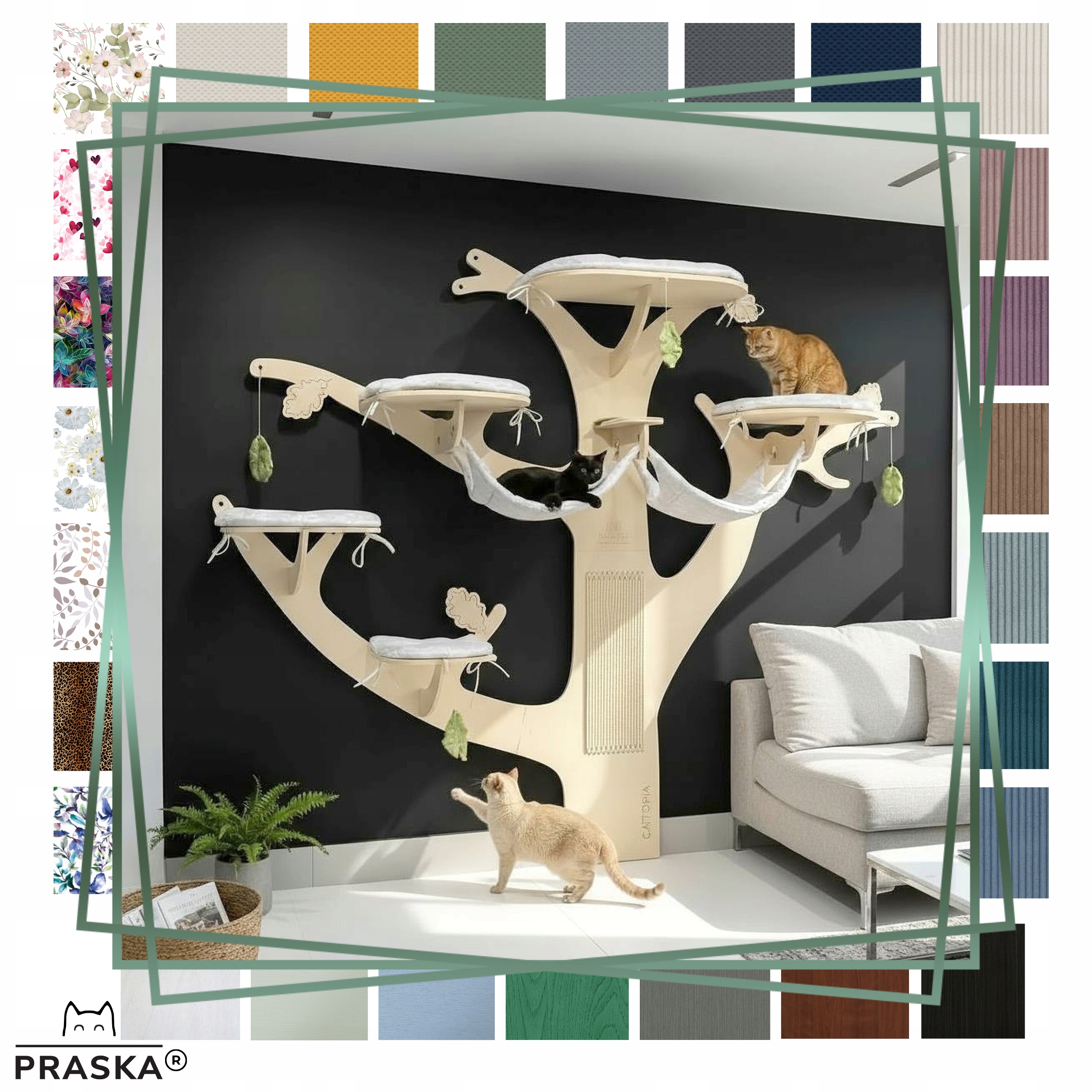 Praska Škrabadlo pro kočky na zeď Stromek Dub 2 200x245x53 výrobce Barva