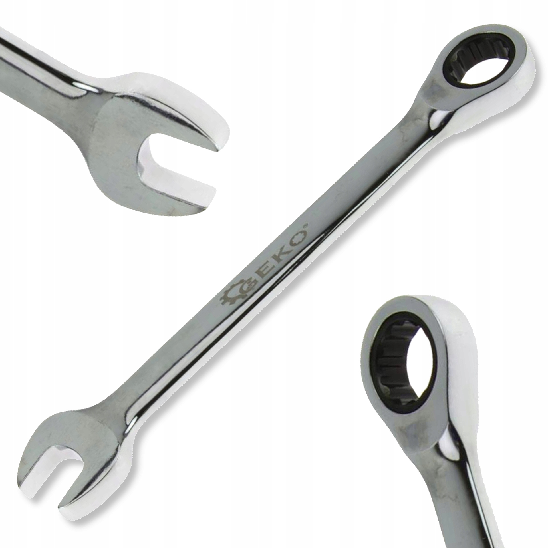 Klucz Płasko Oczkowy Z Grzechotką 17mm CrV 72 zęby Polerowany