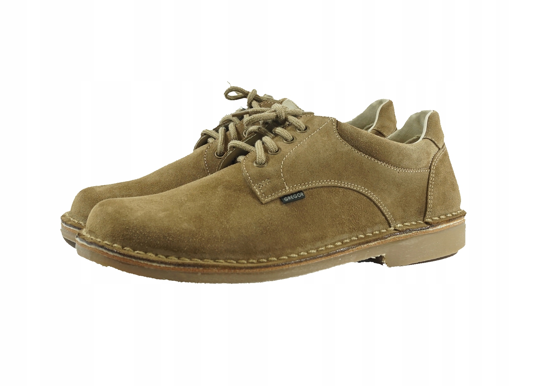 Ponadczasowe Półbuty Welurowe Gregor 1108 Jasno Brązowe 41