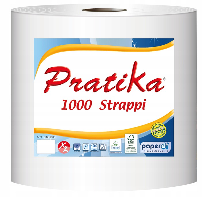 2 x Pratika Neprašné Čisticí Utěrka 2-VRSTVOVÉ Bílé Celulóza 250 M