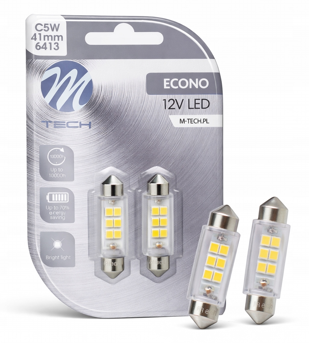 Żarówki C5W 41mm Led 12V 6xSMD2835 *białe* M-tech 2szt.