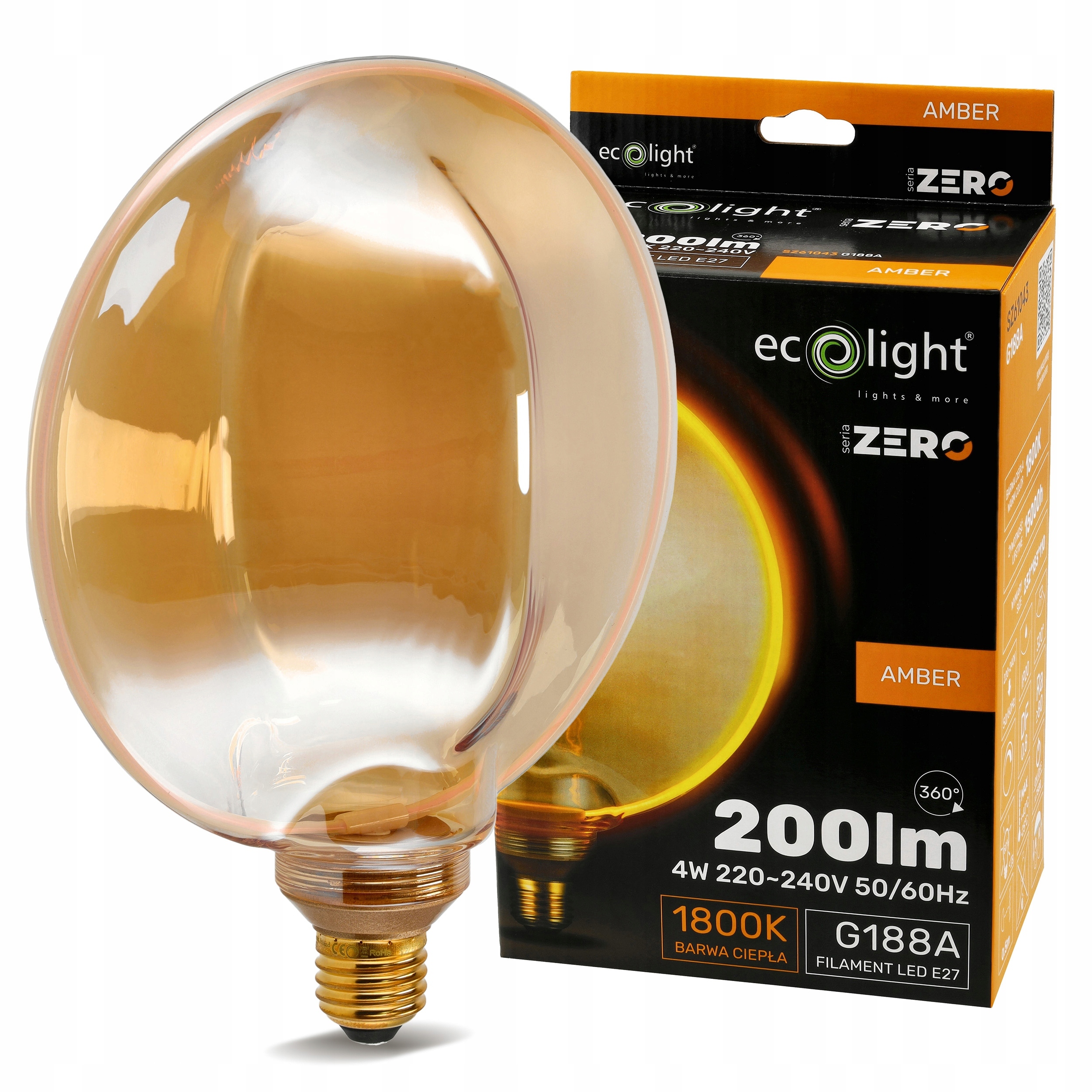 Led žárovka Dekorativní žárovka E27 4W 200lm G188 Amber Retro Dekorativní