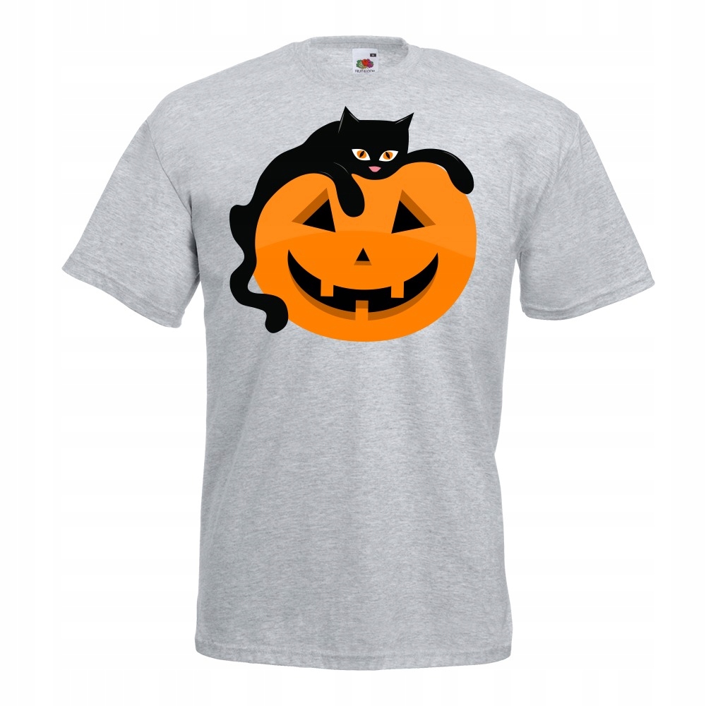 

Koszulka dynia czarny kot halloween XXL szara