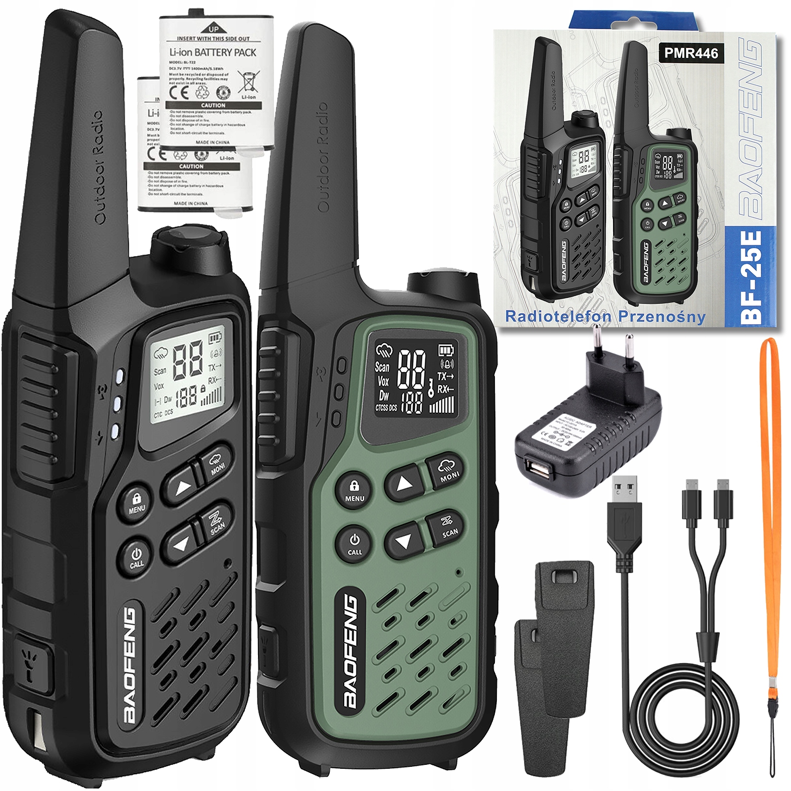Baofeng BF-25E Krótkofalówka Duży Zasięg Podkanały Łoki Toki Usb-c Latarka