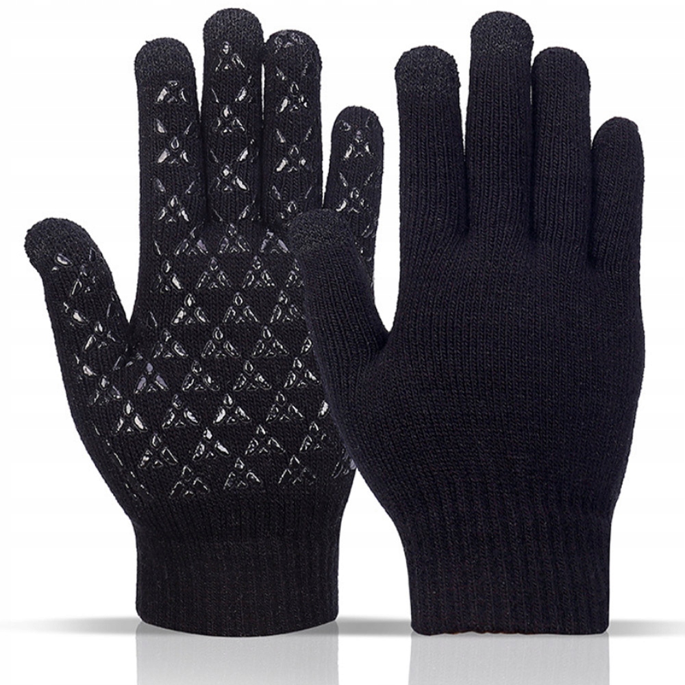 CIEPŁE RĘKAWICZKI DAMSKIE DOTYKOWE OCIEPLANE DO TELEFONU ZIMOWE CZARNE