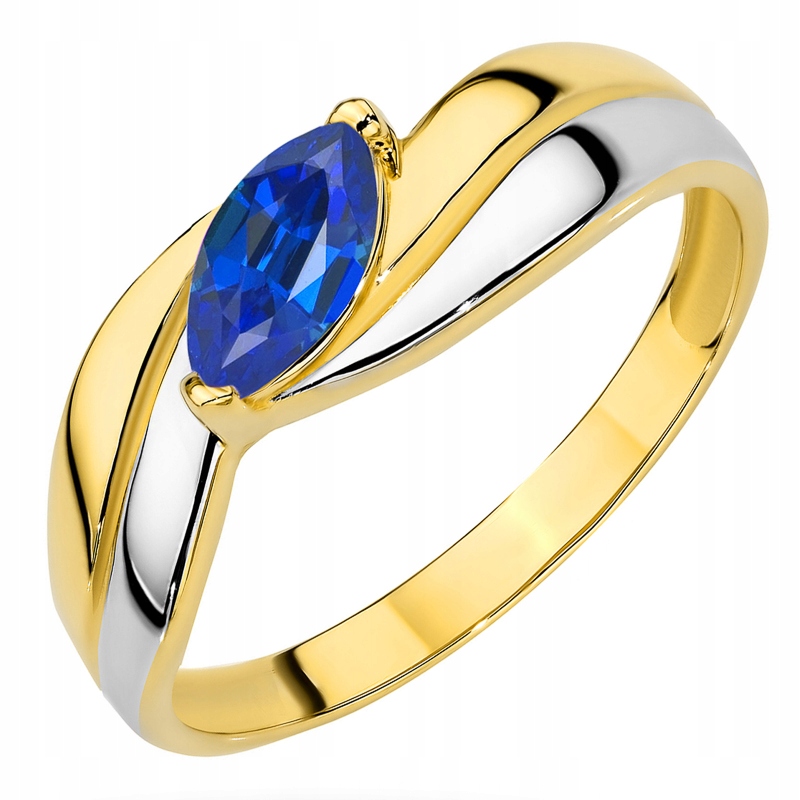 Zlatý Prstýnek pr. 585 Vlnitý s markýzovou zirkonií 14k vel.21