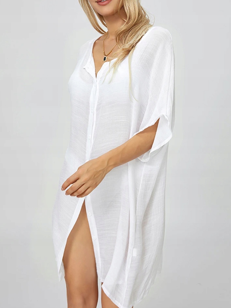 PAREO PLAŻOWE TUNIKA PLAŻOWA LETNIA SUKIENKA ZWIEWNA NARZUTKA BOHO BIAŁA Marka SNM