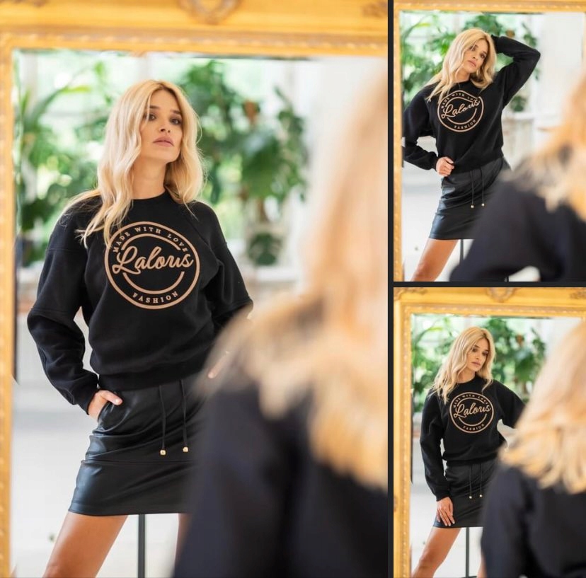 Mikina Černá Logo Na zateplení Lalous vel M