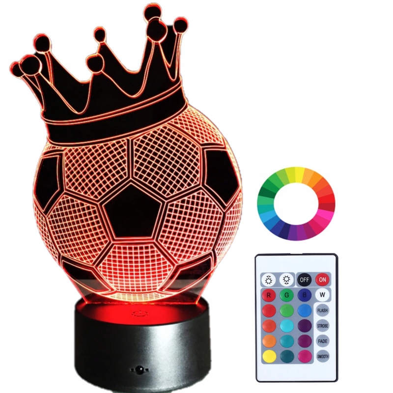 

Lampka Nocna Piłka Nożna Korona 3D Led Imię