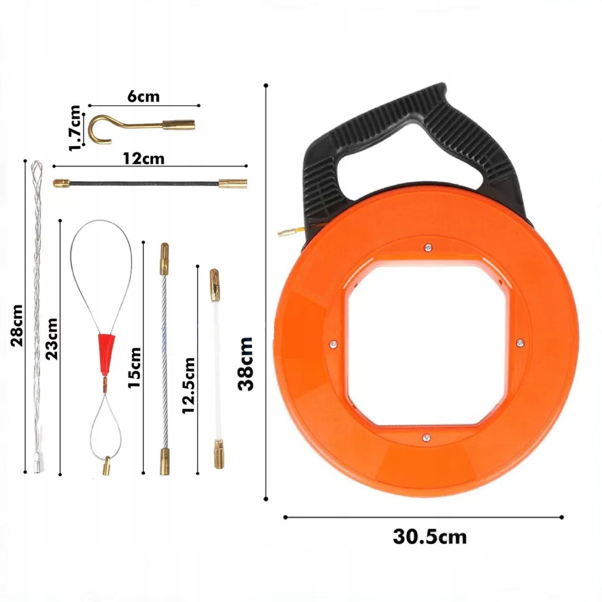 Preťahovacie Pero Linka na ťahanie káblov Vlákno Ø 4 mm 45 m v kazete s príslušenstvom