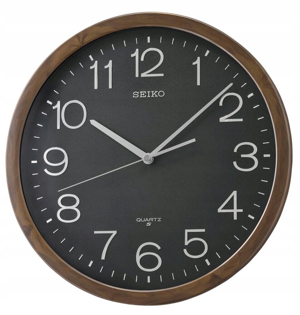 Veľký Čitateľný Bronzový Čierny Okrúhly Japonský Hodiny Seiko QXA807A 36 cm