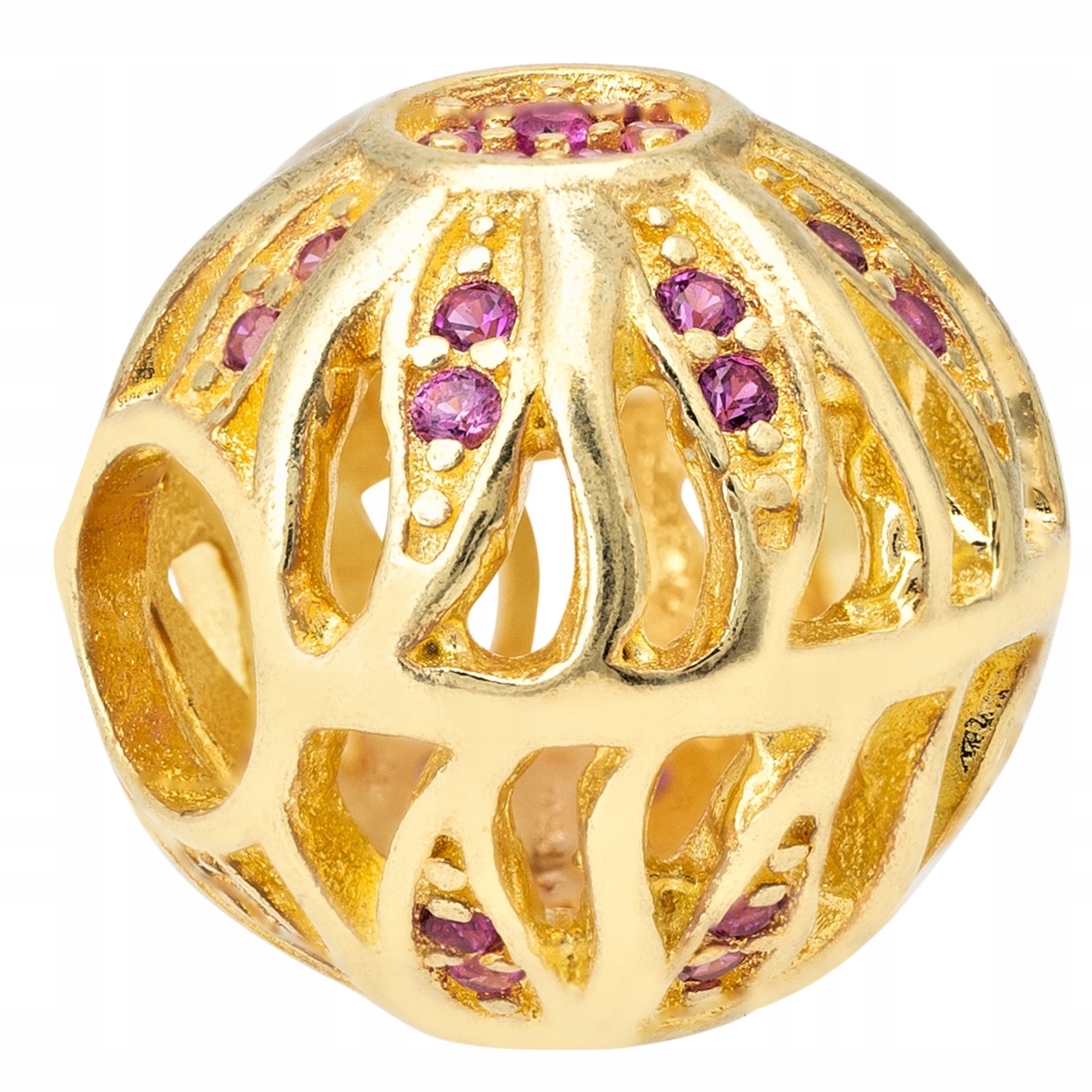 Zlaté přívěsky Růžové Zirkony Ažurový korálek Větvičky Stříbro 925