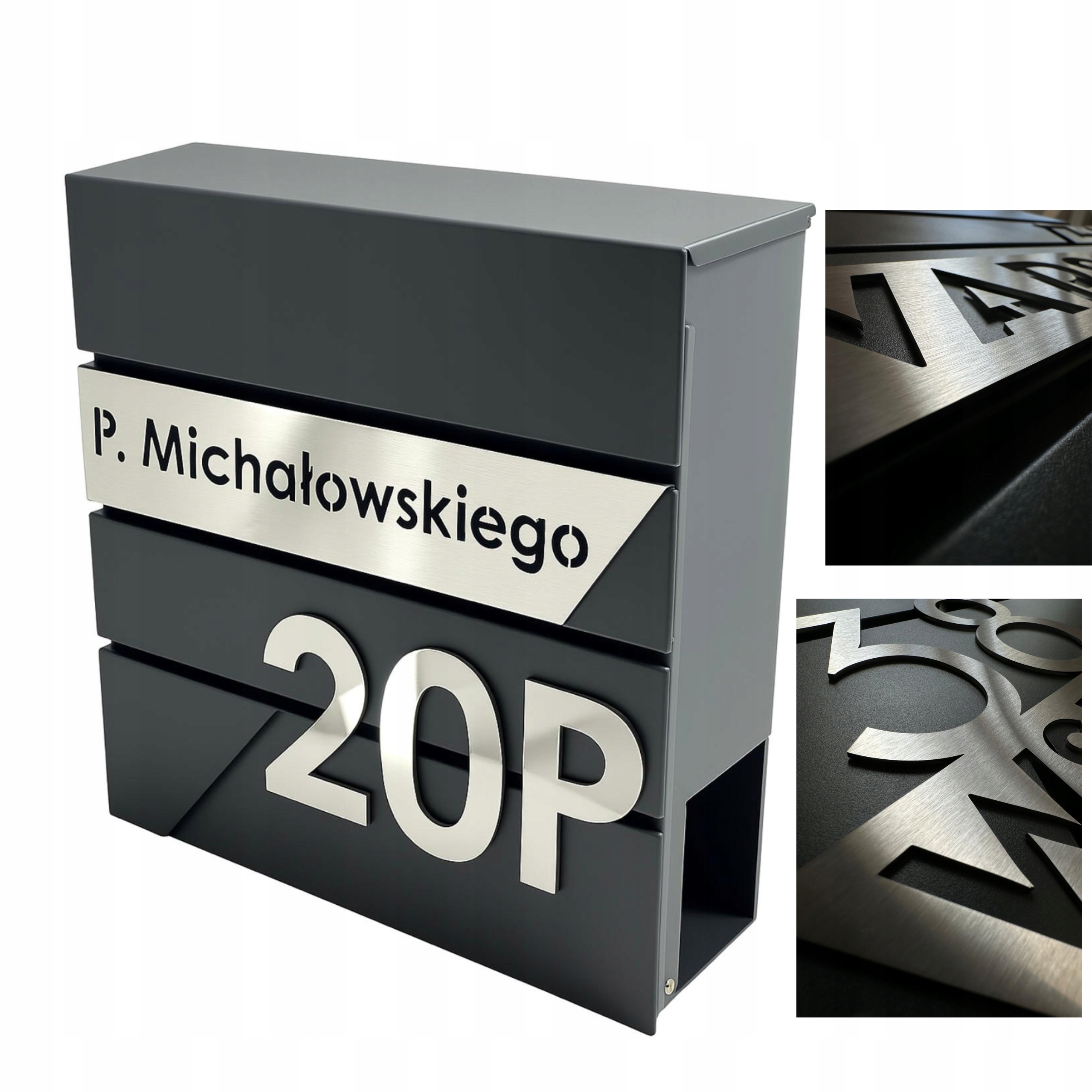 Velká Poštovní Schránka S Adresou (tabulka nerezová ocel Laser), antracit
