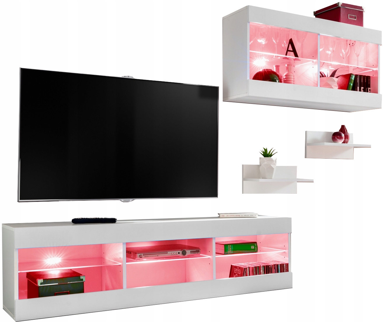 Sada nábytku Rtv Tivoli SET3 Biela/Biela, Led Rgb