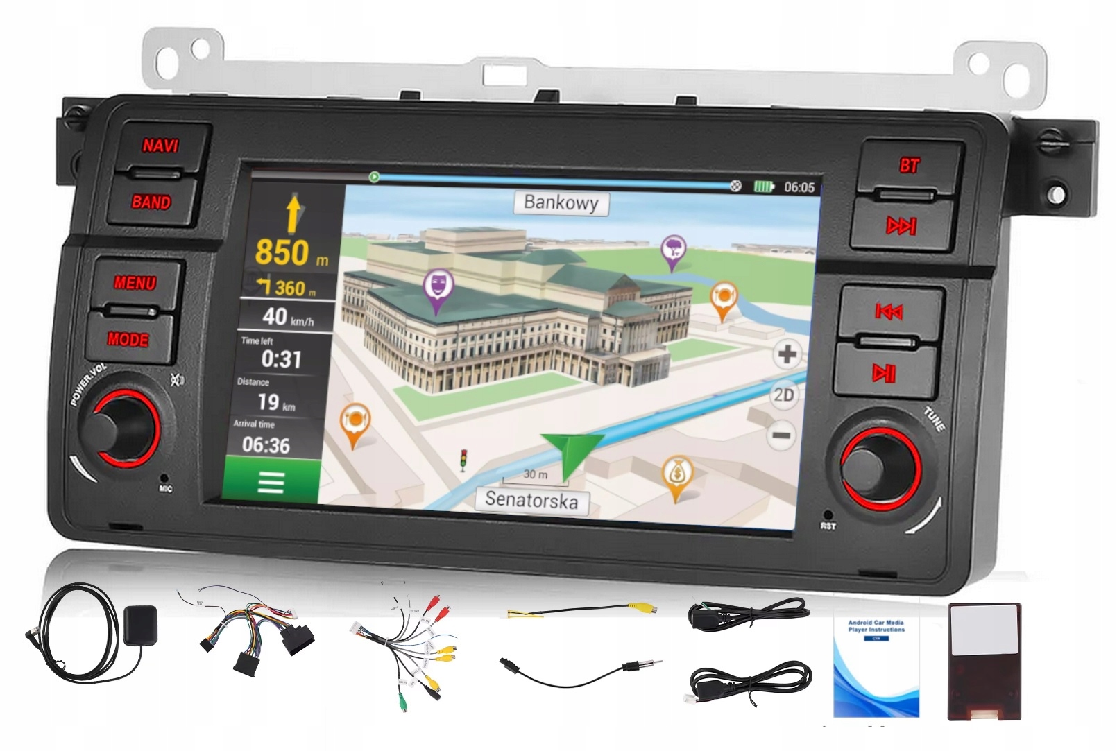 Rádio Navigácia Gps Bmw E46 1998-2005 4GB 64GB Usb Wifi Carplay Bluetooth