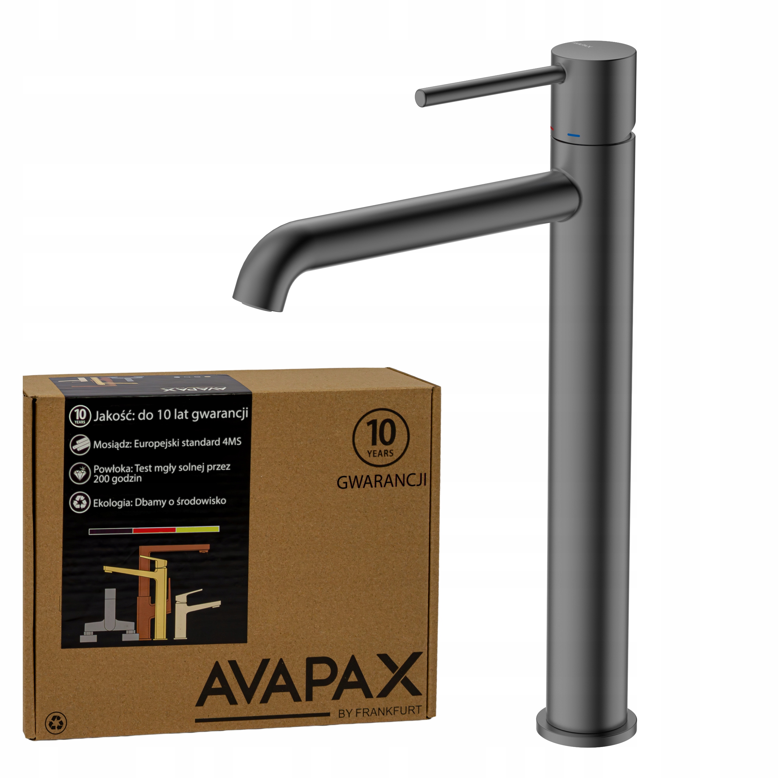 Stojanková umývadlová batéria na dosku s vysokým kohútikom do kúpeľne gun metal Avapax