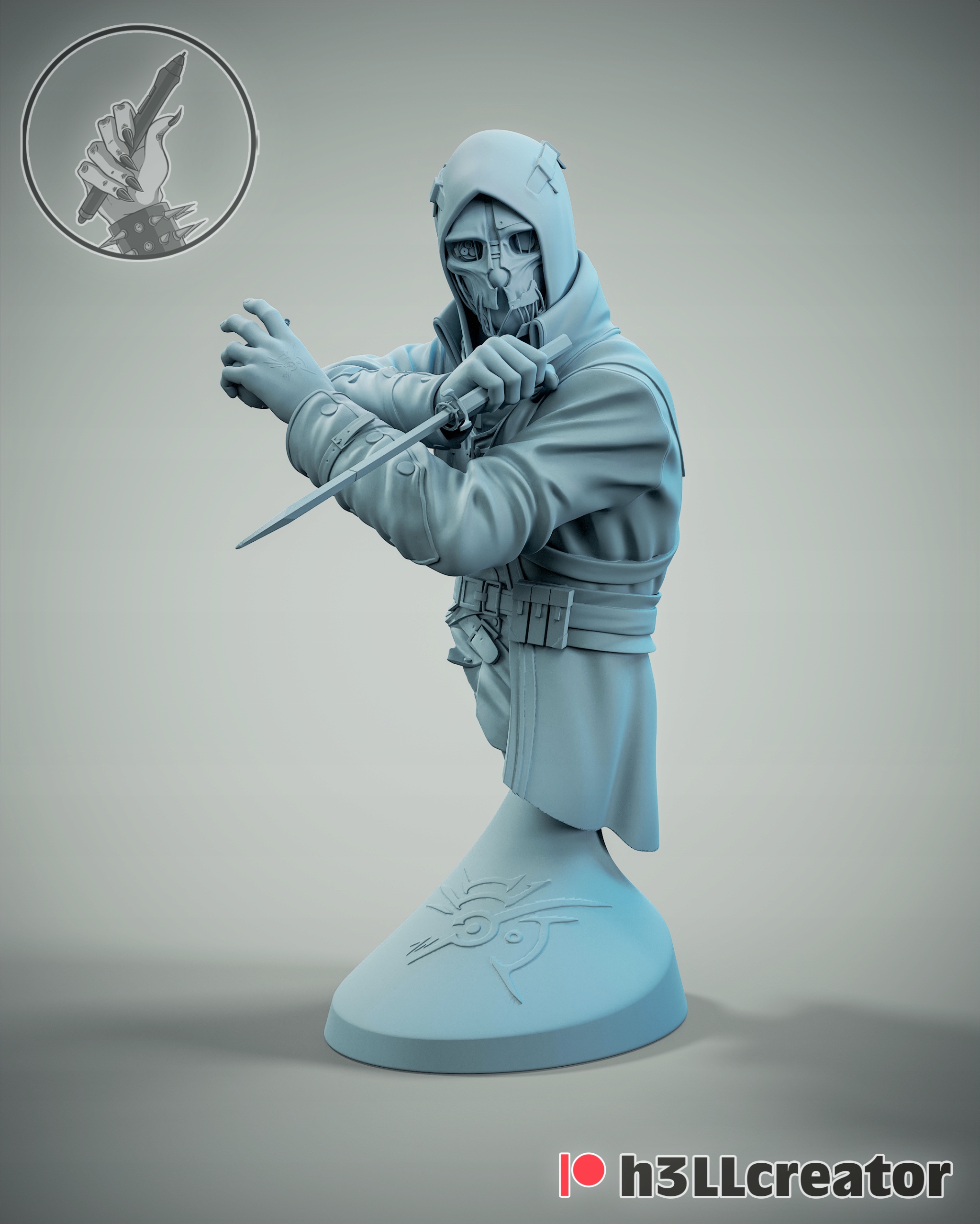 Figurka Corvo Attano Dishonored Popiersie H3ll Creator 3D tisk 16K Dárek