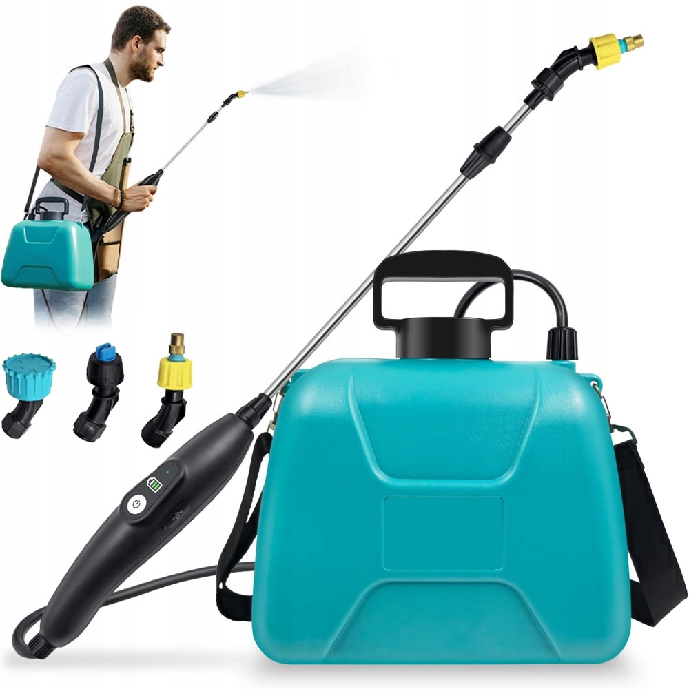 Elektrický zahradní postřikovač 8L s teleskopickou tyčí, 3 trysky, hadice