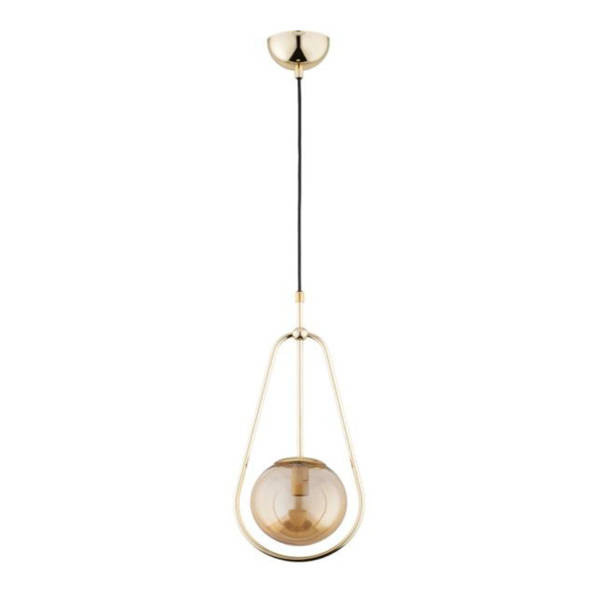 Závěsná lampa zlatá skleněná jantarová koule do ložnice obývacího pokoje Alfa