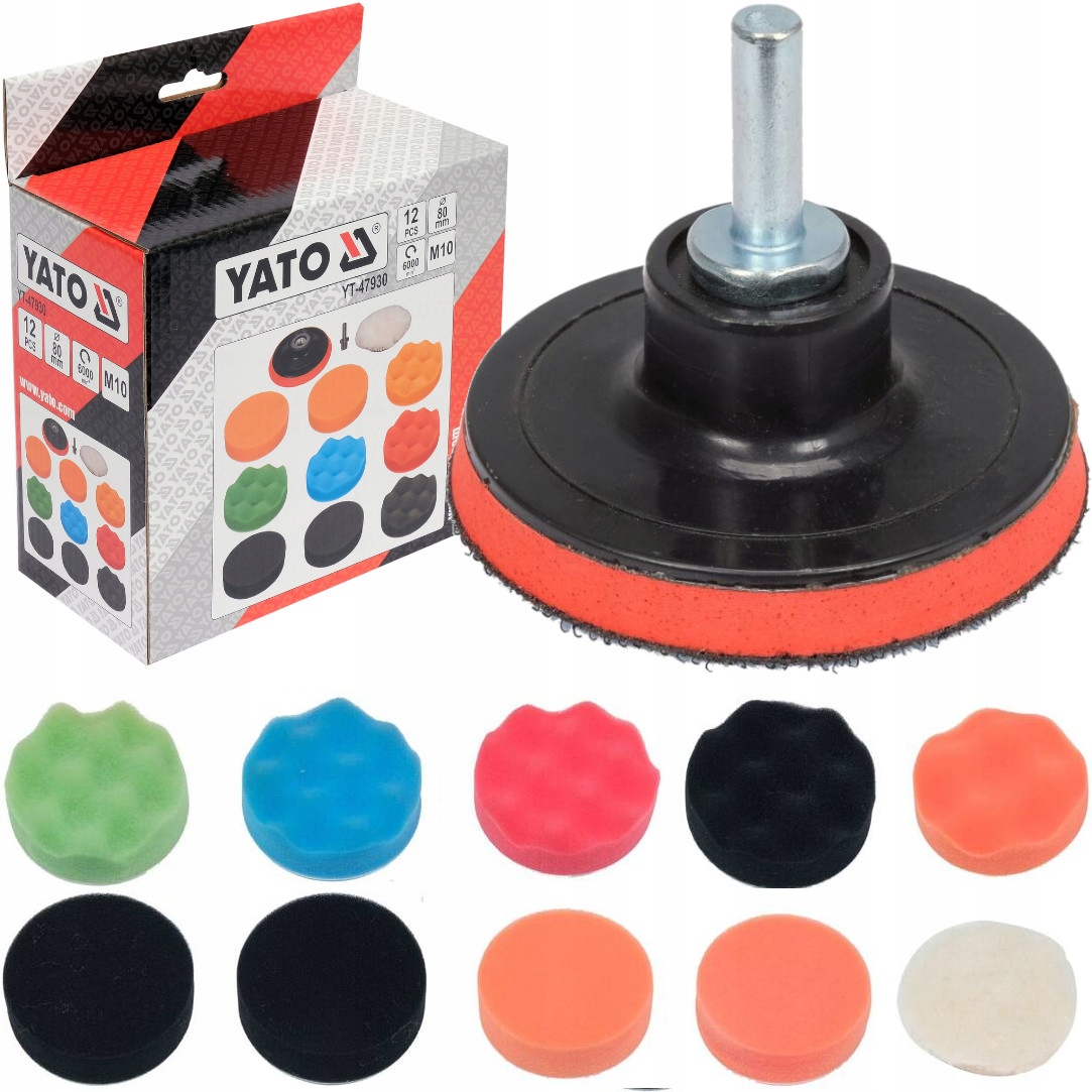 Yato Zestaw Do Polerowania Gąbki Futro Polerskie M10 12 Szt. 80MM
