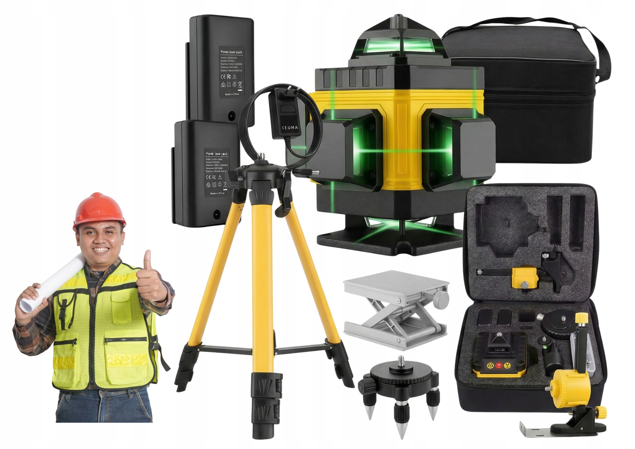 Laserová Vodováha, Křížový Laser 16 Linií, Zelený Laser 4D Stativ