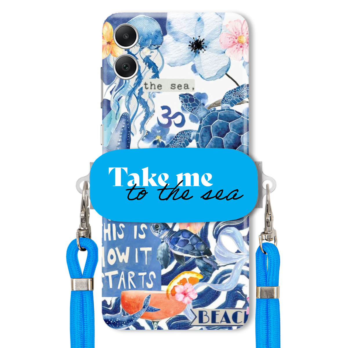 Puzdro pre Samsung A05 Modré Crossbody vodítko držiak Take Me To The Sea